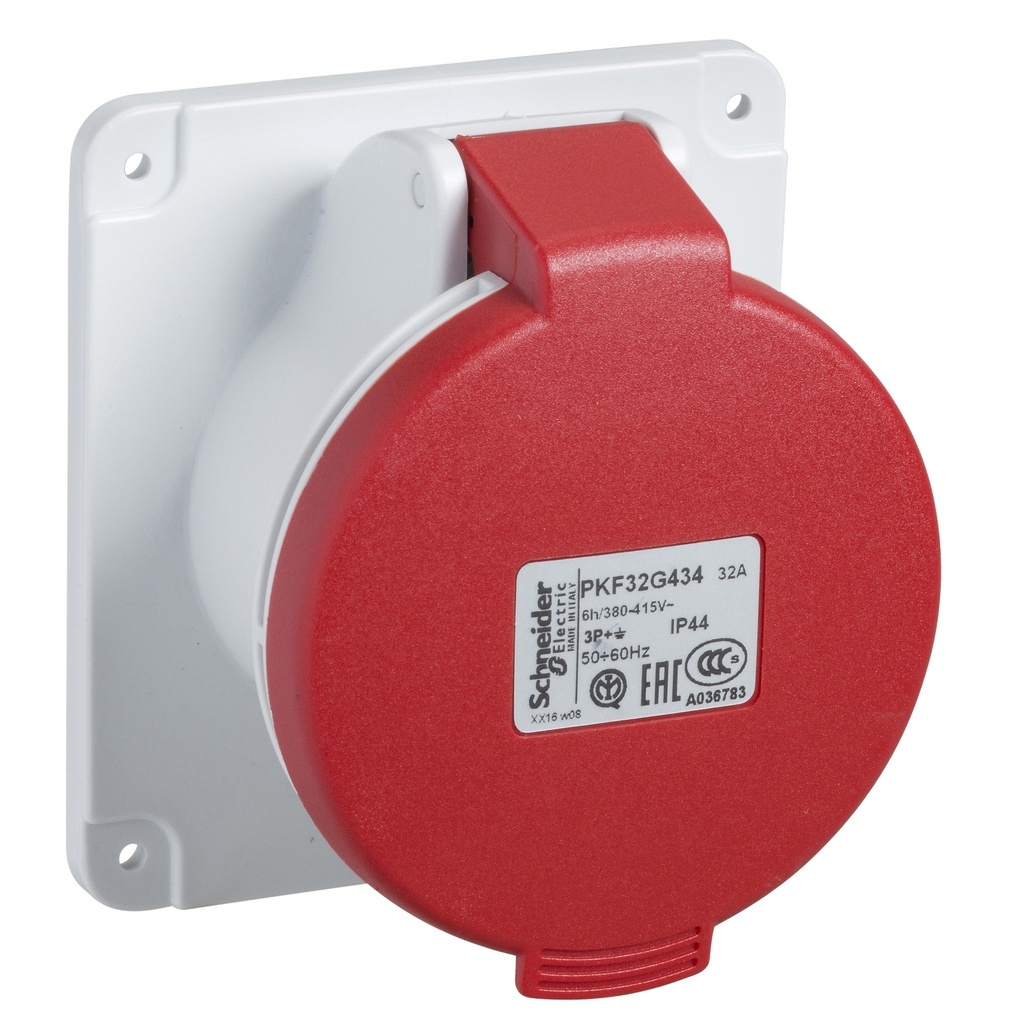 4x16A, trifaze, 3P+T, IP44, VİDALI BAĞLANTI, Düz Makine Prizi 