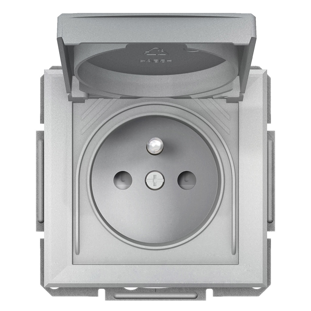 Asfora Plus Kapaklı IP44 UPS Priz Alüminyum, vidalı, çerçevesiz