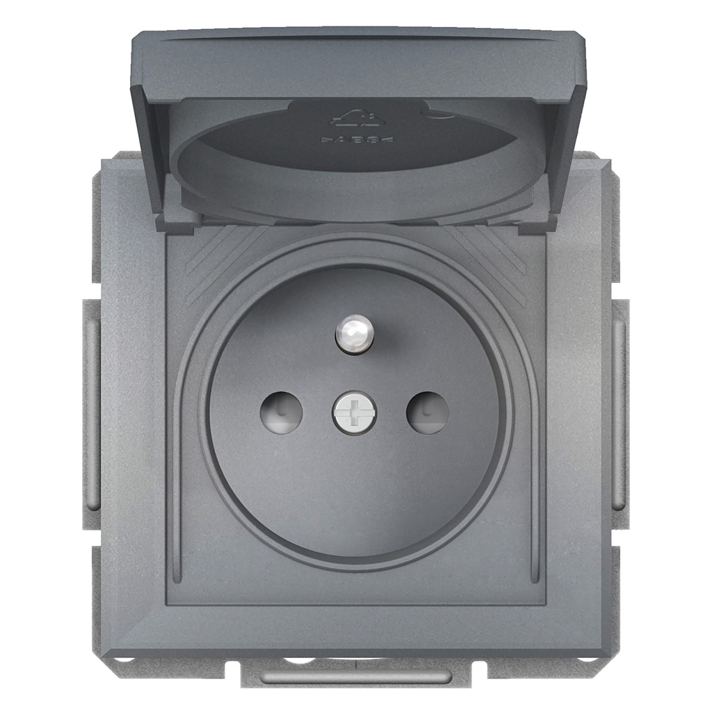 Asfora Plus Kapaklı IP44 UPS Priz Çelik, vidalı, çerçevesiz