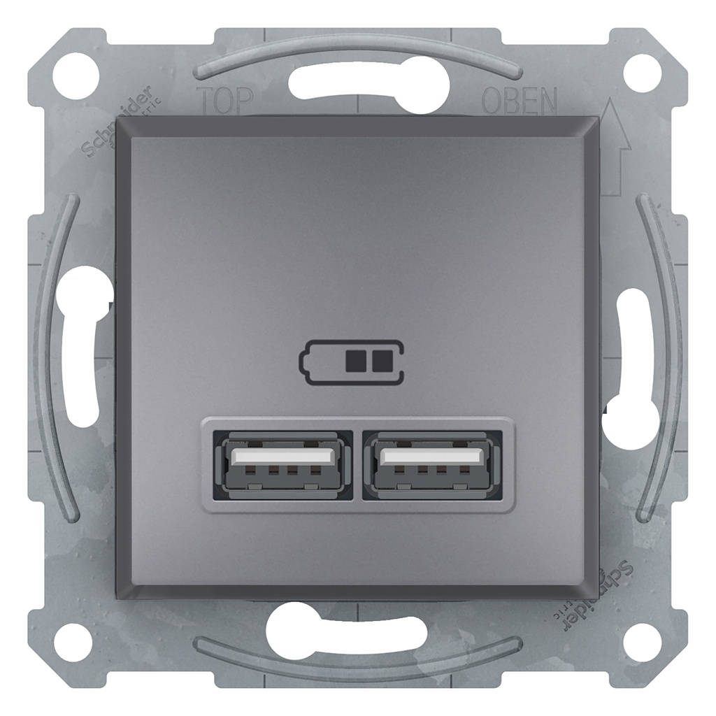 Asfora USB Prizi 2,1A çelik