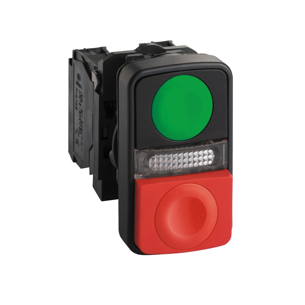 Işıklı buton, yeşil/kırmızı çift başlık 240V