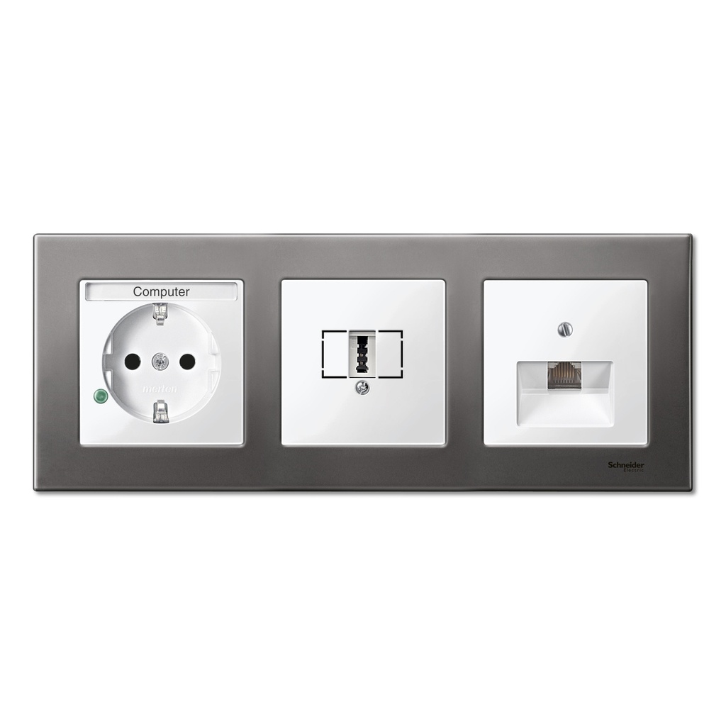 Merten Üçlü çerçeve, M-Elegance Glass, Rodyum grisi