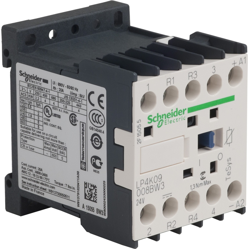TeSys K Kontaktör 4P 20A AC1 24VDC 2NA2NK