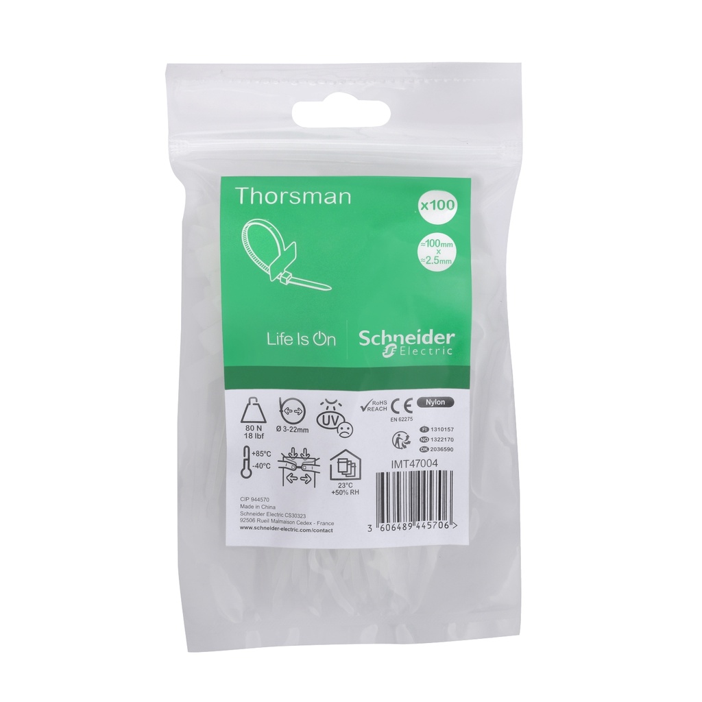 Thorsman 100x2,5mm etiket alanlı kablo bağı şeffaf