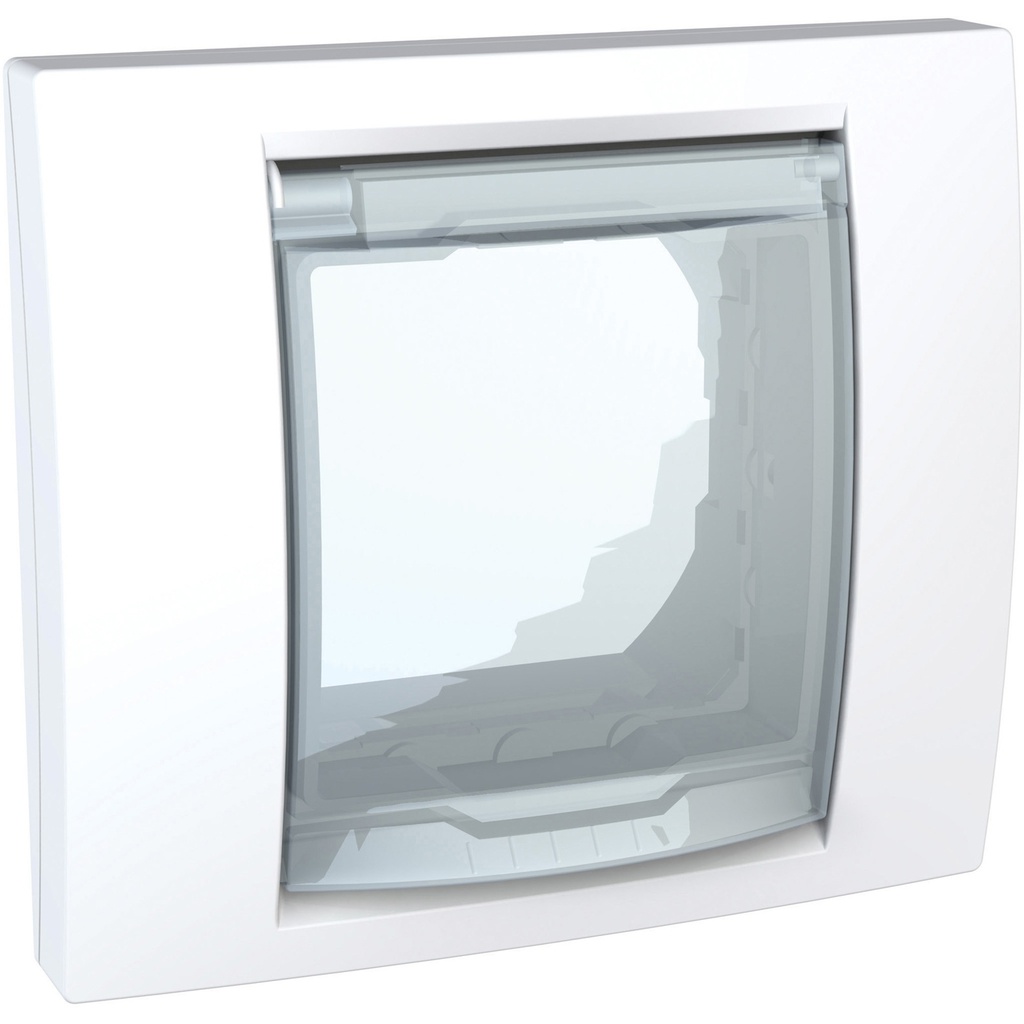 Unica Beyaz IP44 tekli çerçeve (tırnaksız montaj plakalı)