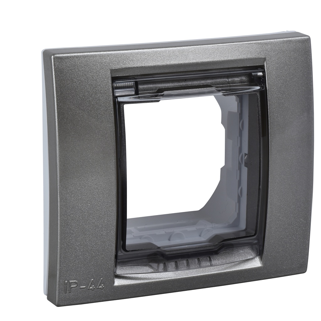 Unica Şampanya-Beyaz IP44 tekli çerçeve (tırnaksız montaj plakalı)