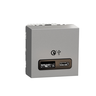 [NU301930] Yeni Unica, 2xUSB Hızlı Şarj Prizi 18W Type A+C, Alüminyum
