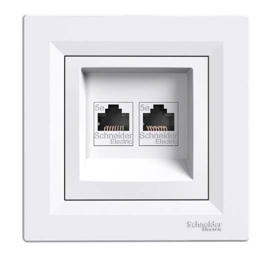 [EPH4400121-02] Asfora 2*RJ45 Konnektörsüz data prizi Beyaz, vidasız, çerçeveli