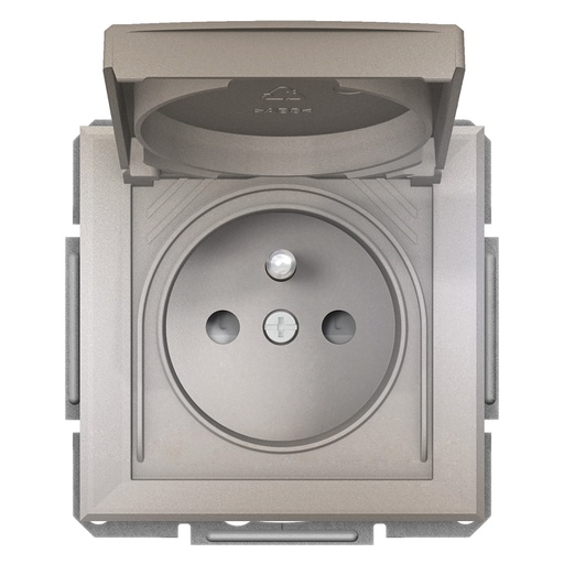 [EPH2800669] Asfora Plus Kapaklı IP44 UPS Priz Bronz, vidalı, çerçevesiz