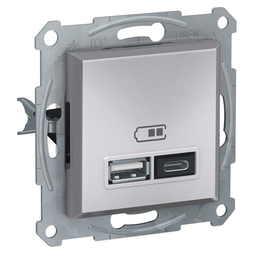 [EPH2700361] Asfora USB Prizi, 2.4A, ikili, Type A+C, alüminyum
