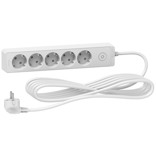[ST9455W] Grup Priz 5 Topraklı Prizli, 5mt, beyaz