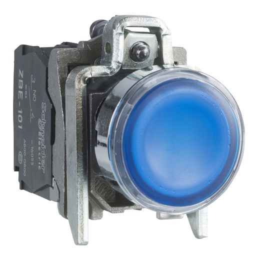 [XB4BW36B5] Işıklı buton, mavi 24VAC/DC