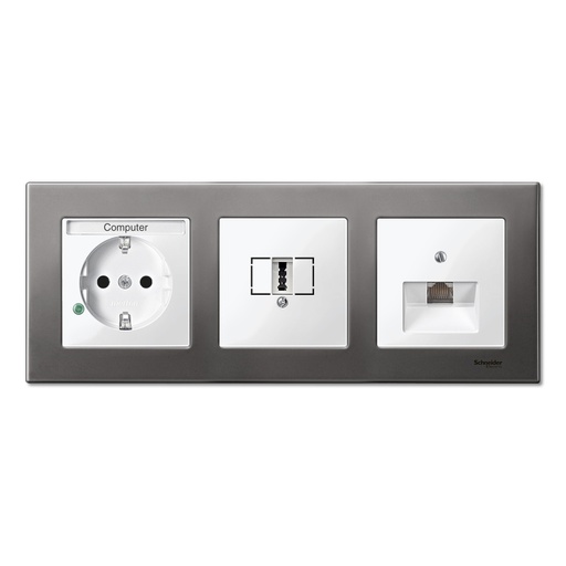 [MTN403314] Merten Üçlü çerçeve, M-Elegance Glass, Rodyum grisi