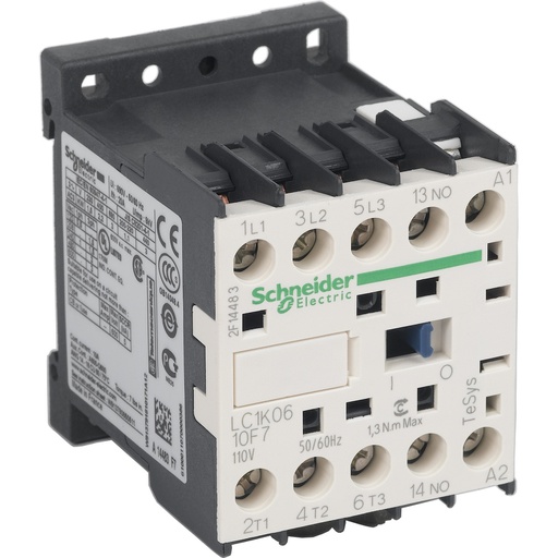 [LC1K0610F7] TeSys K Kontaktör 3P 6A AC3 110VAC 1NA