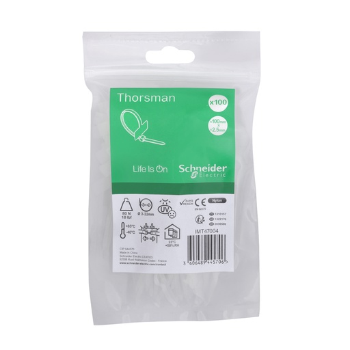 [IMT47004] Thorsman 100x2,5mm etiket alanlı kablo bağı şeffaf