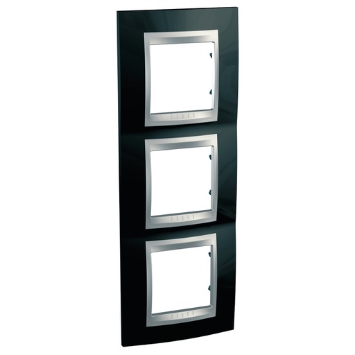 [MGU66.006V.093] Unica Rodyum siyahı-Alüminyum Üçlü dikey çerçeve