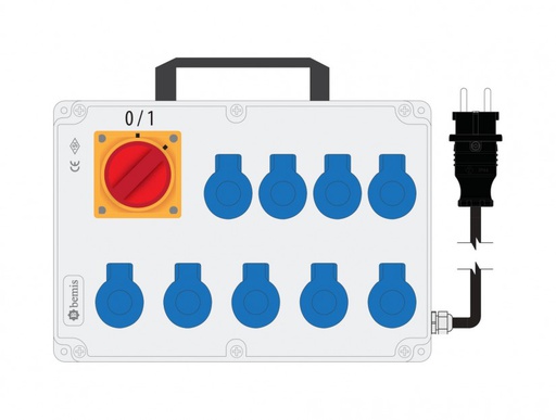 [BKP98290-0008] 1/16A 220V IP44 9 ADET PRİZLİ ŞALTERLİ KULPLU 1/16A FİŞLİ POWERBOX